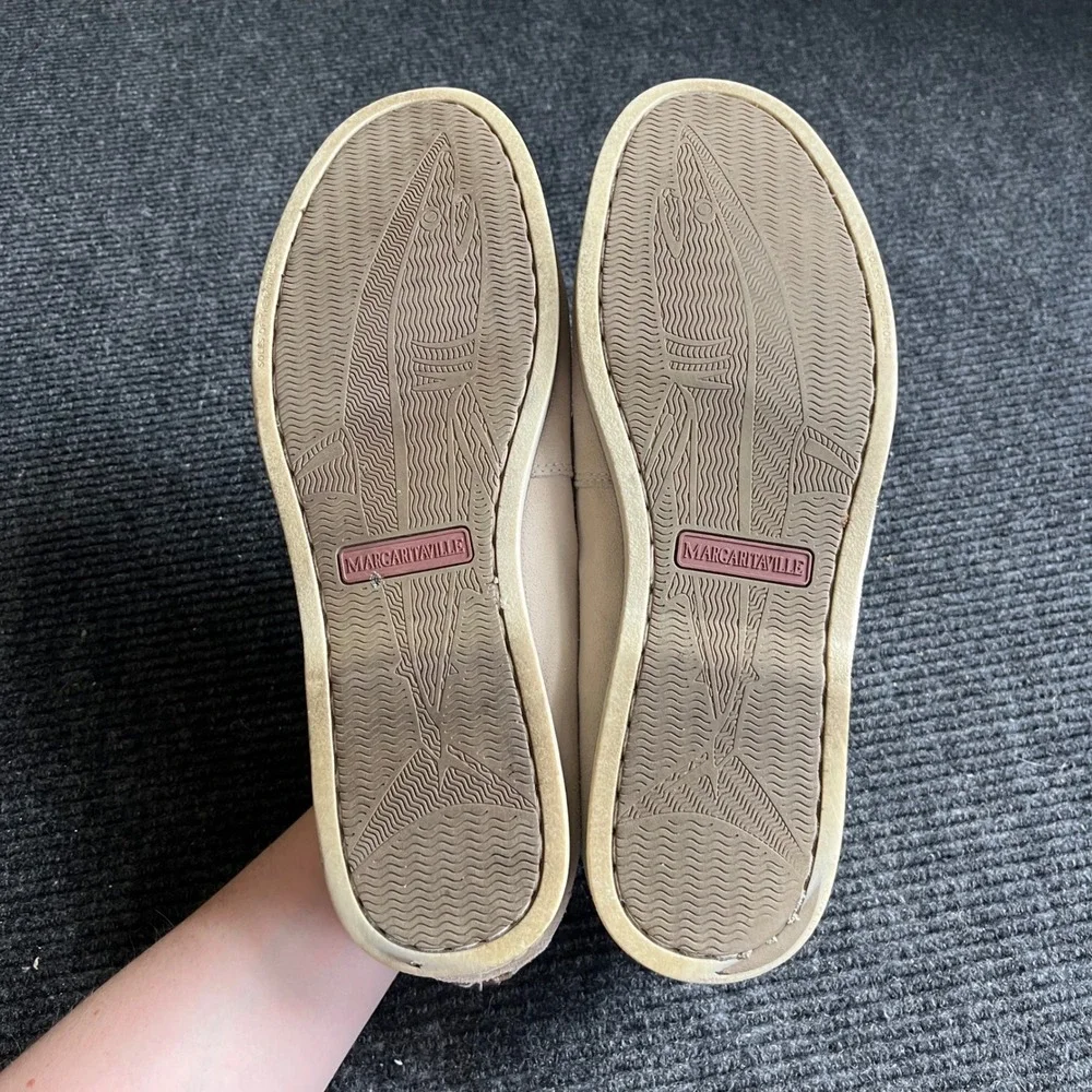 Margaritaville South Shore‎ Boat Shoes Mens 14 Cream Suede Good Palm Tree Preppy